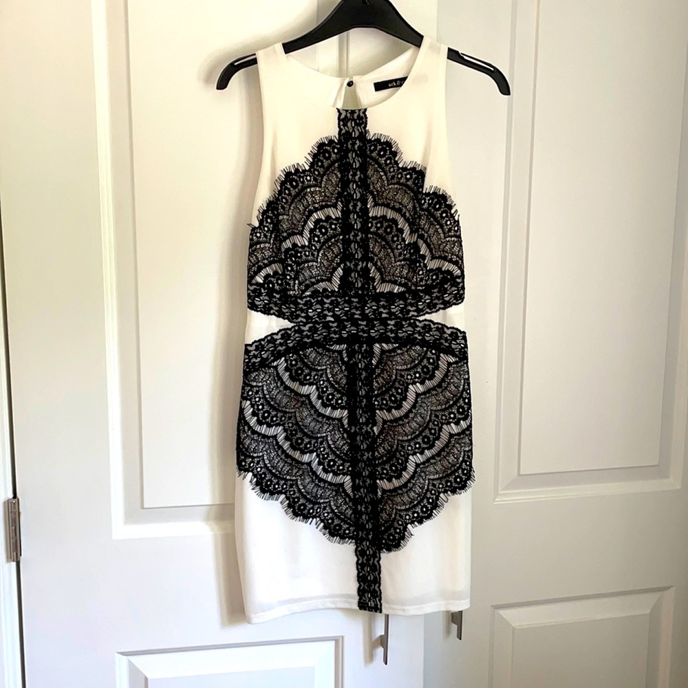 Beautiful white and black lace dress open back